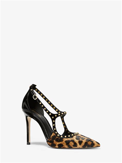 michael kors ava studded suede pump|Ava Studded Leopard Calf Hair and Patent Leather Pump.